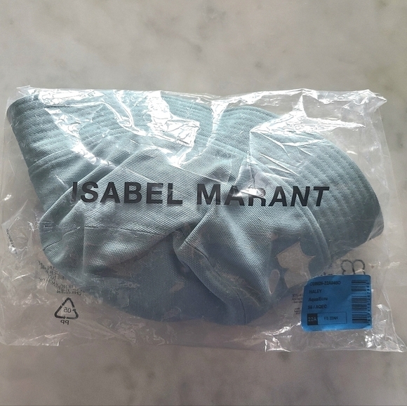 Isabel Marant Haley Embroidered Logo Bucket Hat, Size Medium, Aqua, NWT - Picture 5 of 16